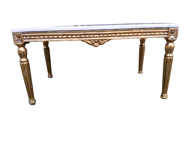 A French Style Ornately Carved Coffee Table with Marble Top