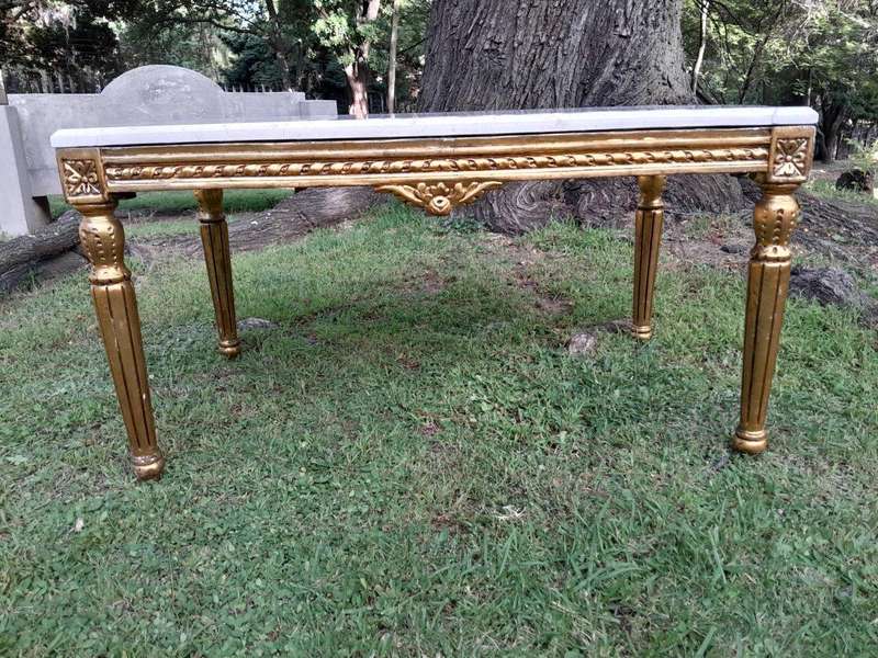 A French Style Ornately Carved Coffee Table with Marble Top 1