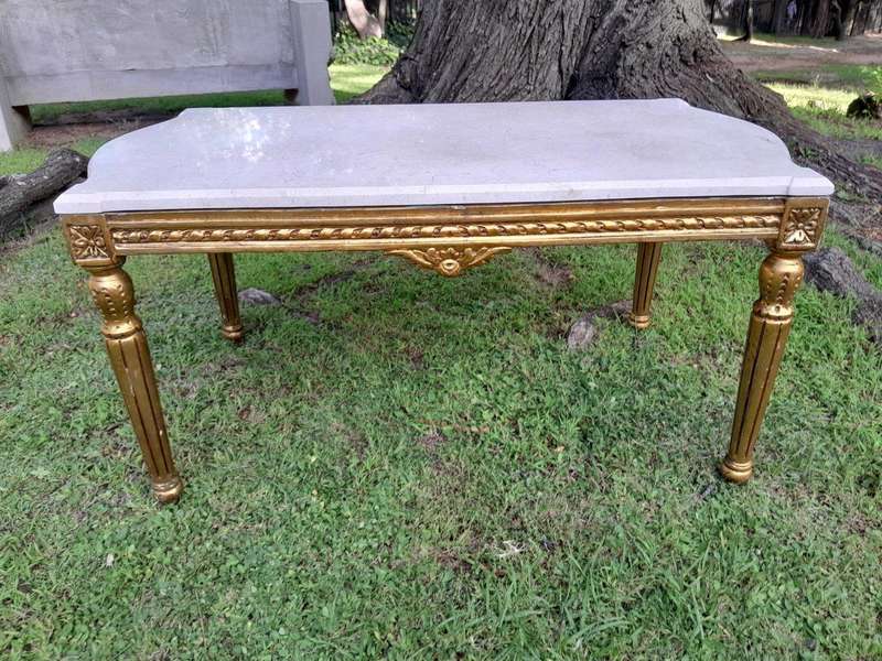A French Style Ornately Carved Coffee Table with Marble Top 1