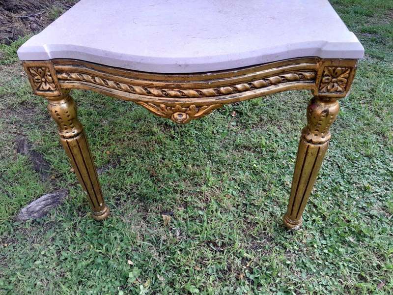 A French Style Ornately Carved Coffee Table with Marble Top 1