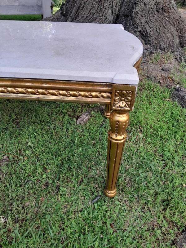 A French Style Ornately Carved Coffee Table with Marble Top 1