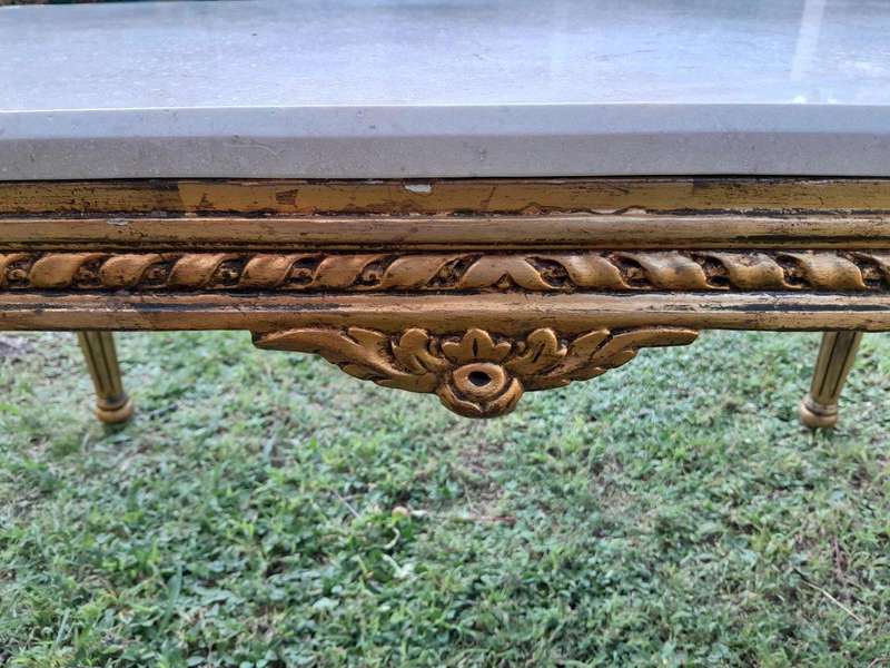 A French Style Ornately Carved Coffee Table with Marble Top 1