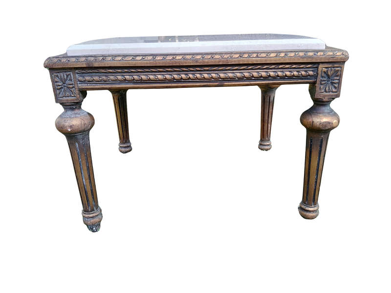 A French Style Ornately Carved Side Table with Marble Top