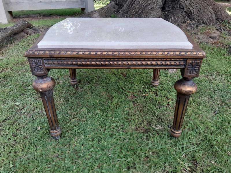 A French Style Ornately Carved Side Table with Marble Top