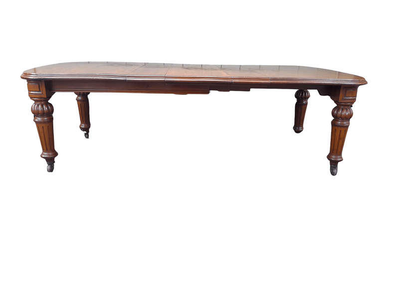 An Antique Victorian Mahogany Extension Dining Table With Original Porcelain Castors (Three Exten...