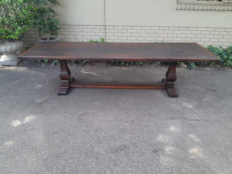 A 20th Century French Style Oak Refectory Table Or Twelve Seater Dining Table