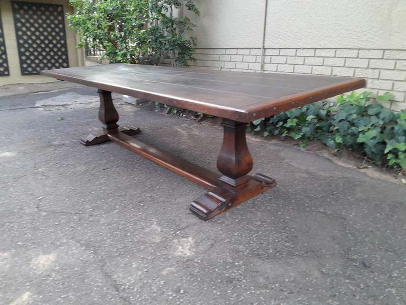 A 20th Century French Style Oak Refectory Table Or Twelve Seater Dining Table
