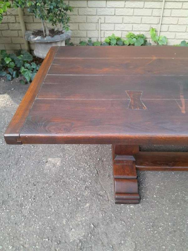 A 20th Century French Style Oak Refectory Table Or Twelve Seater Dining Table