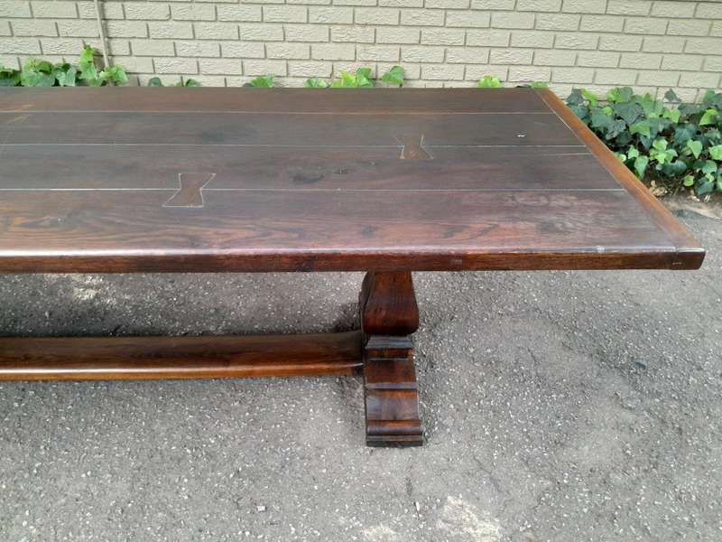 A 20th Century French Style Oak Refectory Table Or Twelve Seater Dining Table