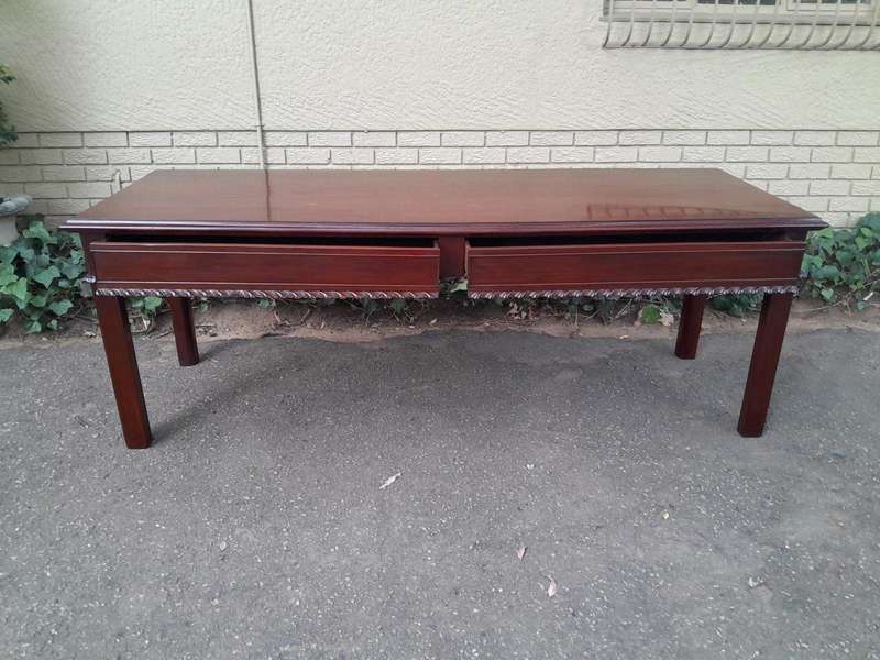An Antique Georgian Mahogany Server with Two Oak Lined Drawers