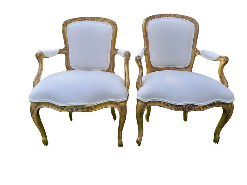 An Antique Pair Of Antique Walnut Tapestry Armchairs