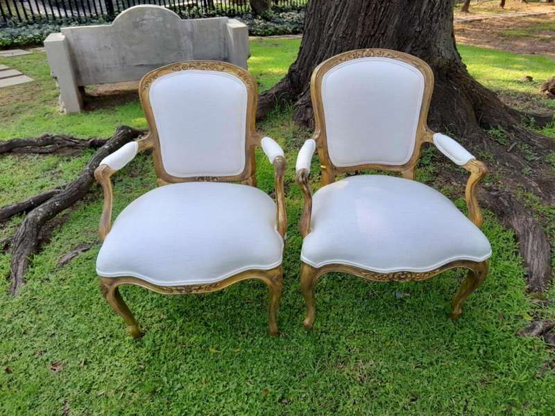 An Antique Pair Of Antique Walnut Tapestry Armchairs