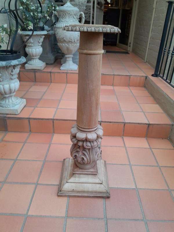 A 20th Century Ornately Carved Wooden Pedestal / Plinth