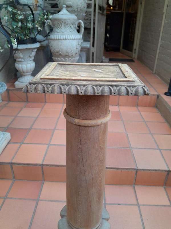 A 20th Century Ornately Carved Wooden Pedestal / Plinth