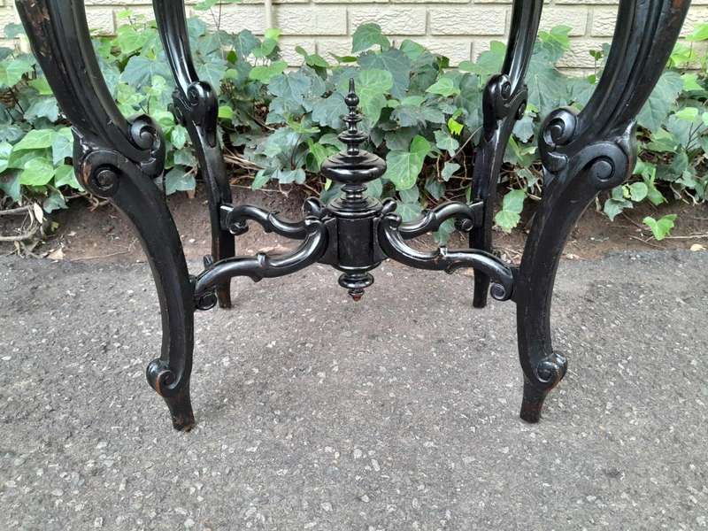 An Antique Victorian Burr Walnut and Ebonised Drop Side Table and Fitted Interior