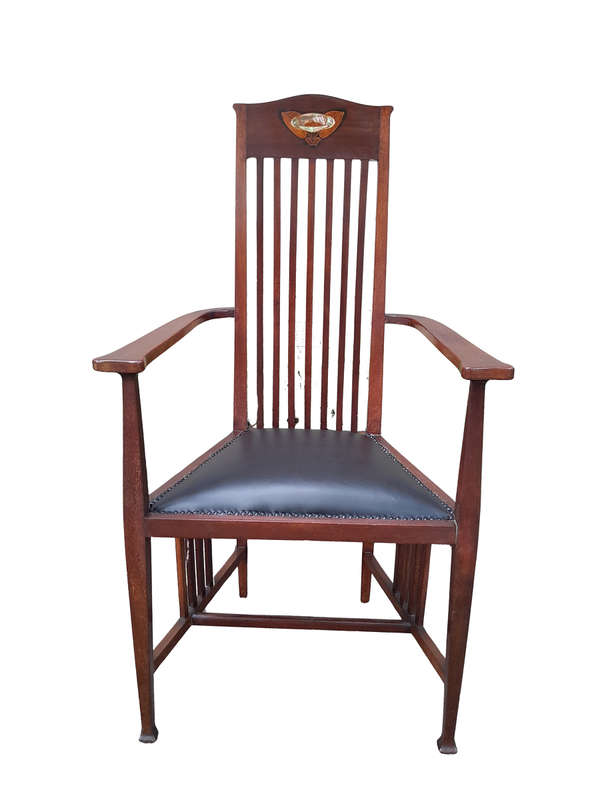 An Antique Early 19th Century Mahogany Inlaid Armchair By E. Wyburd