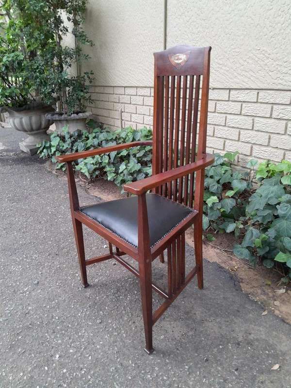 An Antique Early 19th Century Mahogany Inlaid Armchair By E. Wyburd