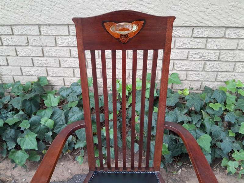 An Antique Early 19th Century Mahogany Inlaid Armchair By E. Wyburd