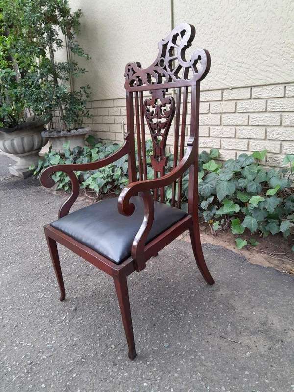 An Antique Edwardian Carved Mahogany Armchair