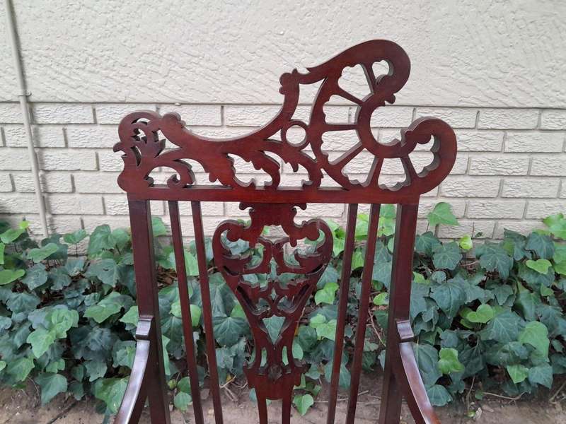 An Antique Edwardian Carved Mahogany Armchair