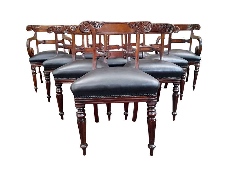 A 20th Century Set of Ten (10) William IV Style Mahogany Dining Chairs Consisting a Pair of Carve...