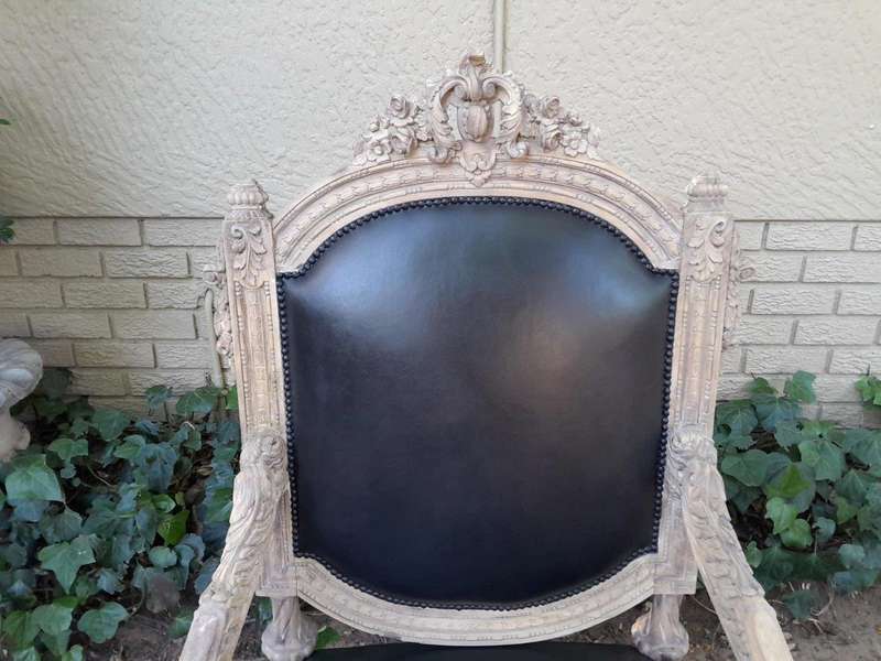 A 20TH Century French Style Ornately Carved Pair of  Oak Armchairs in a Contemporary Bleached Fin...