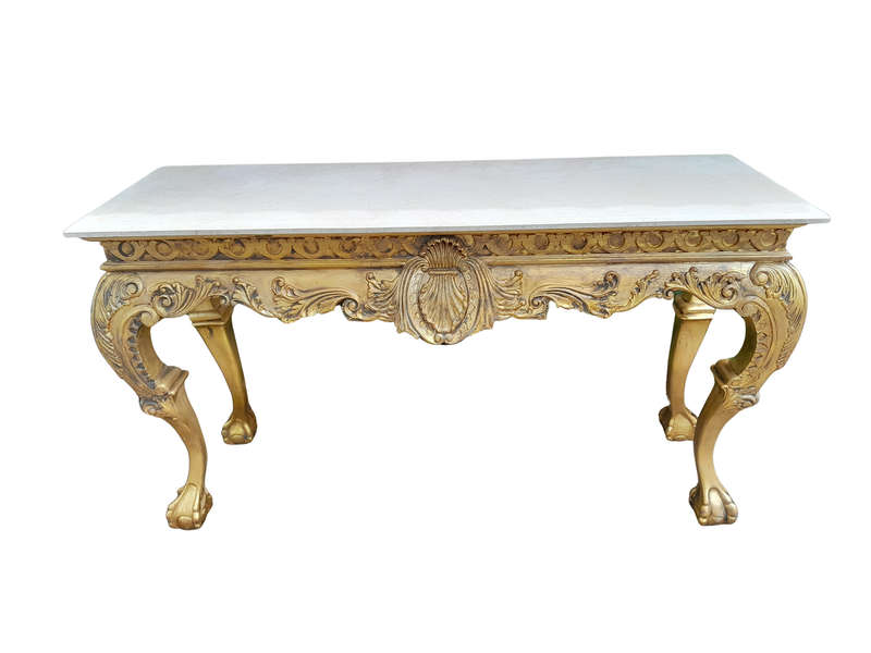 A 20th Century Gilded Console Table with Marble top