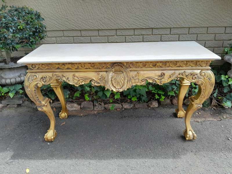 A 20th Century Gilded Console Table with Marble top