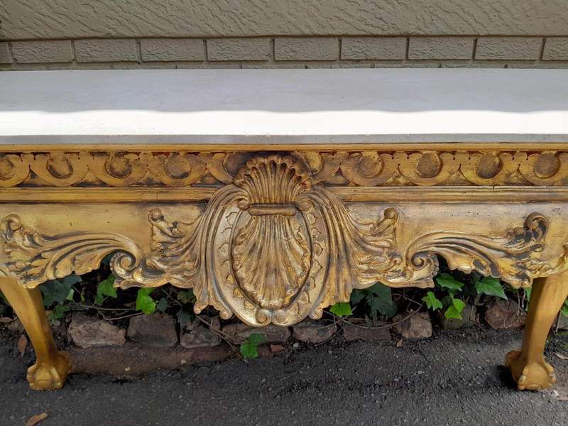 A 20th Century Gilded Console Table with Marble top