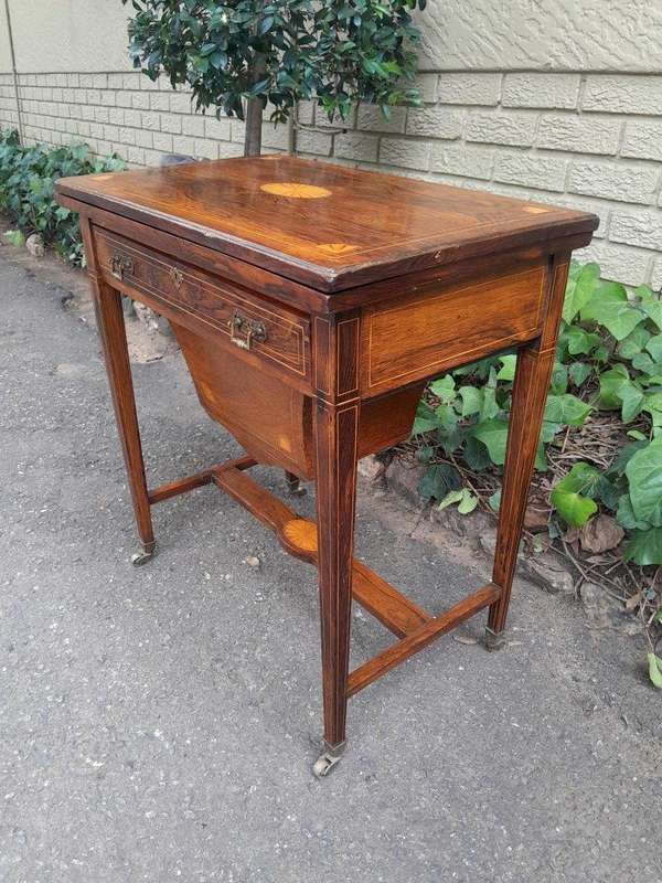 An Antique Edwardian Rosewood And Inlaid Chess / Games Table on Castors