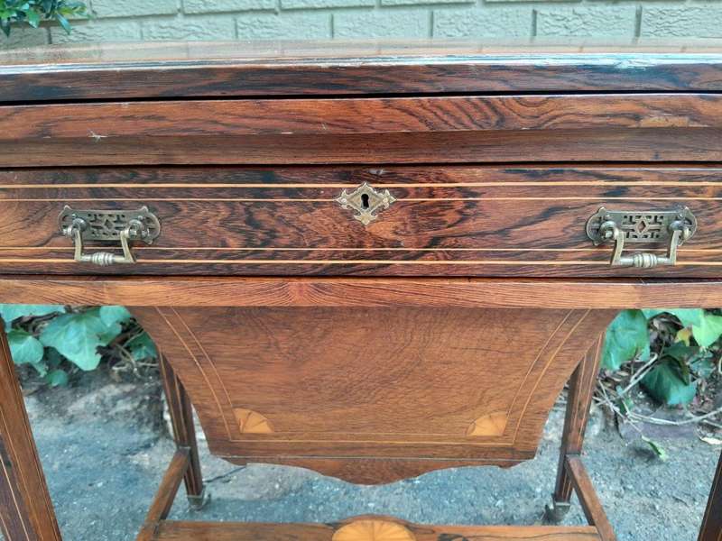 An Antique Edwardian Rosewood And Inlaid Chess / Games Table on Castors