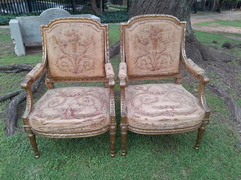 A 20th Century French Pair of Gilded Armchairs