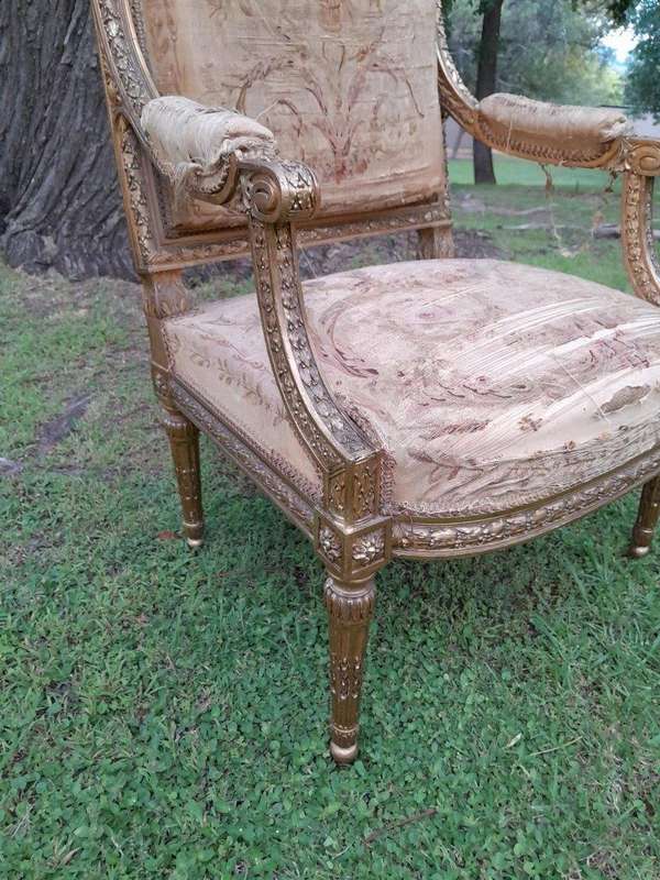 A 20th Century French Pair of Gilded Armchairs