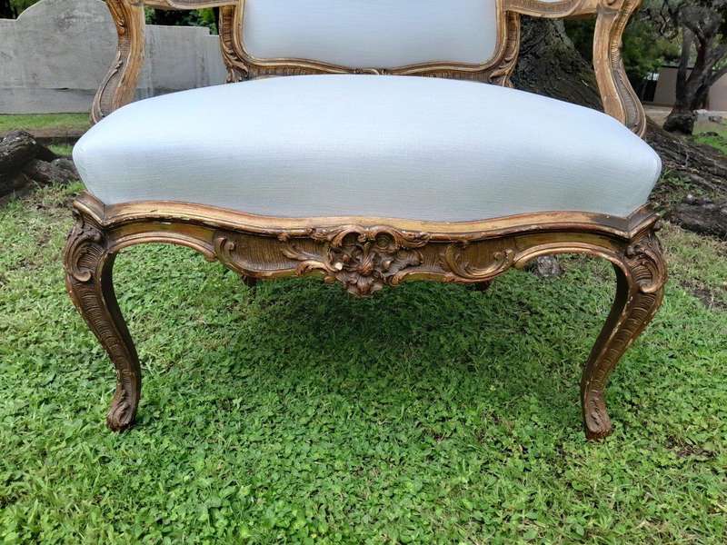 A 20th Century French Style Carved Giltwood Armchair