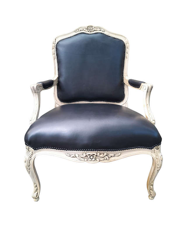 A 20th Century French Style Carved Fruitwood Armchair In A Contemporary Natural Wood Finish