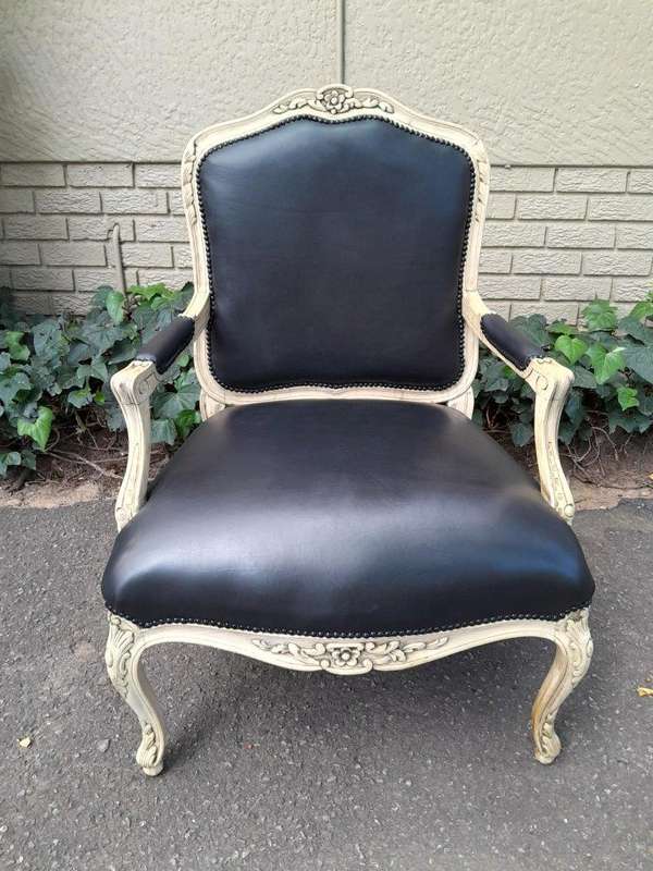 A 20th Century French Style Carved Fruitwood Armchair In A Contemporary Natural Wood Finish