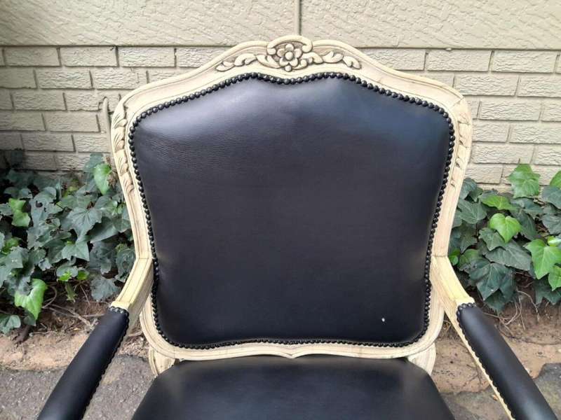 A 20th Century French Style Carved Fruitwood Armchair In A Contemporary Natural Wood Finish