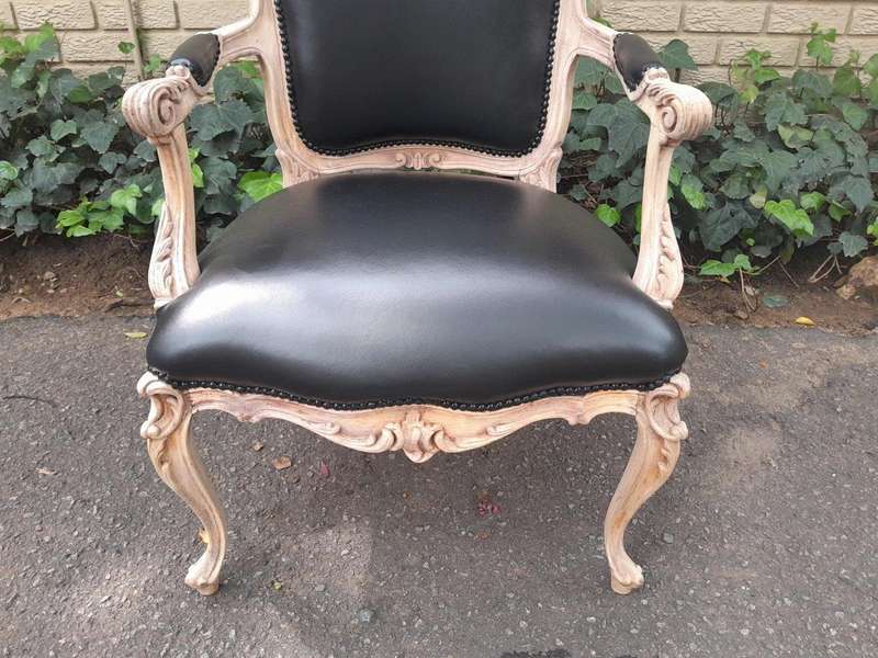 A 20TH Century Set Of Five Carved Fruitwood Chairs In A Contemporary Original Wood Finish