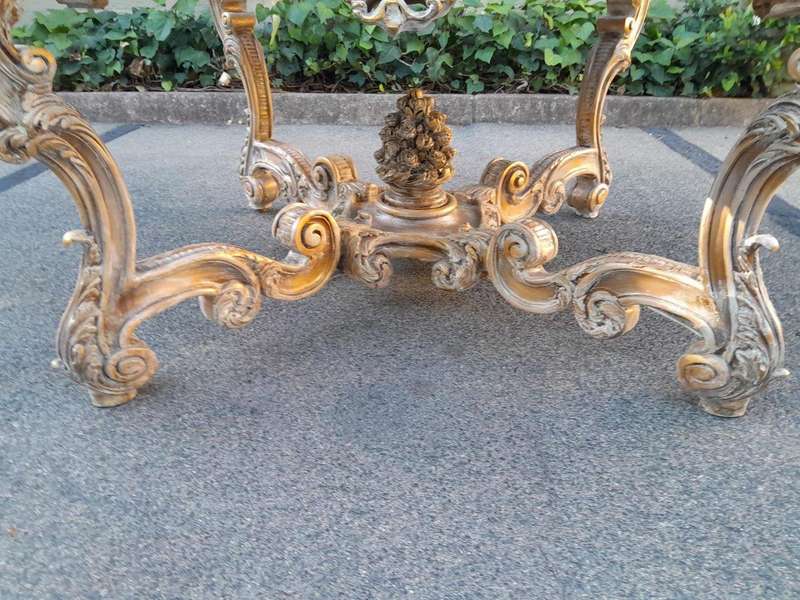 A 20th Century French Massive Gilt Heavily Carved Entrance Table / Table With Marble Top