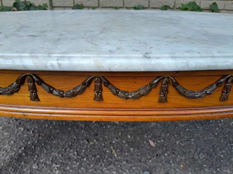 An Antique Early 20th Century Circa 1920 French Style Coffee Table / Occasional Table with Marble...