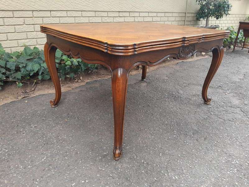 A 20th Century French  Carved Oak Extension Dining Table / Entrance Table / Table  with Two Leaves