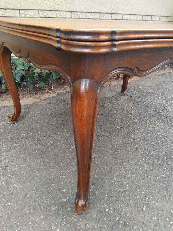 A 20th Century French  Carved Oak Extension Dining Table / Entrance Table / Table  with Two Leaves