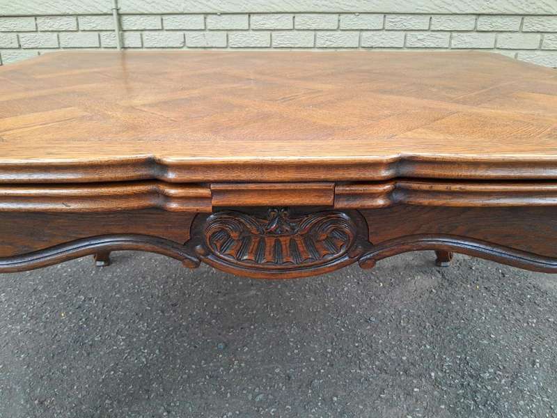 A 20th Century French  Carved Oak Extension Dining Table / Entrance Table / Table  with Two Leaves