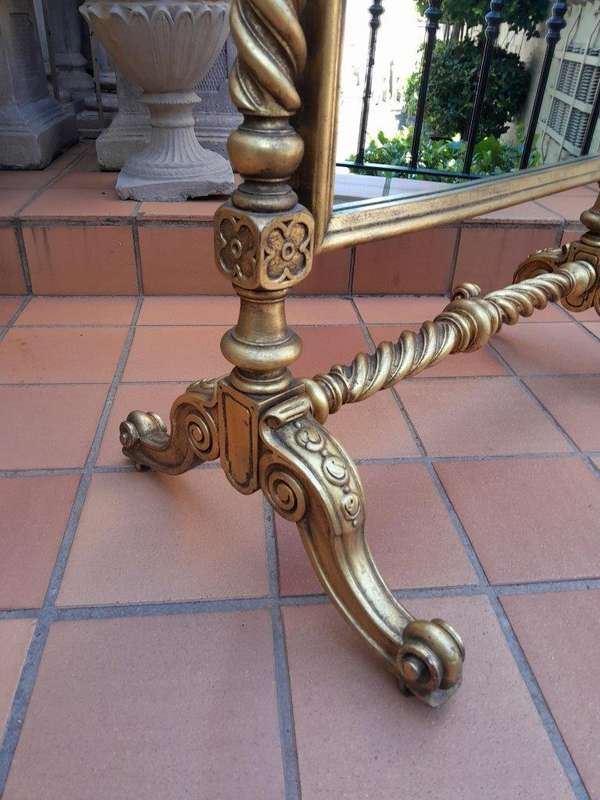 A 20th Century Giltwood Floor Cheval Mirror on Castors