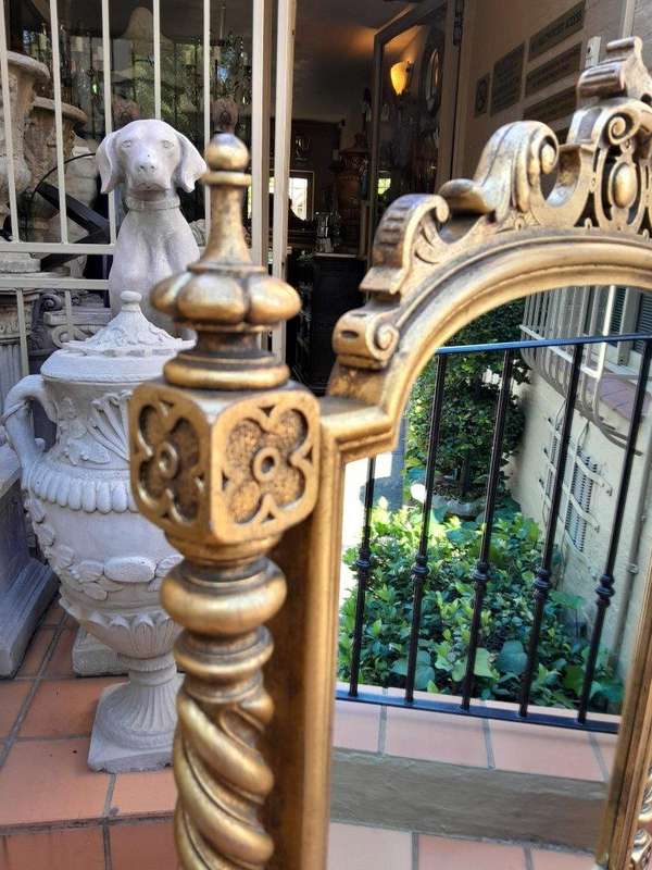 A 20th Century Giltwood Floor Cheval Mirror on Castors