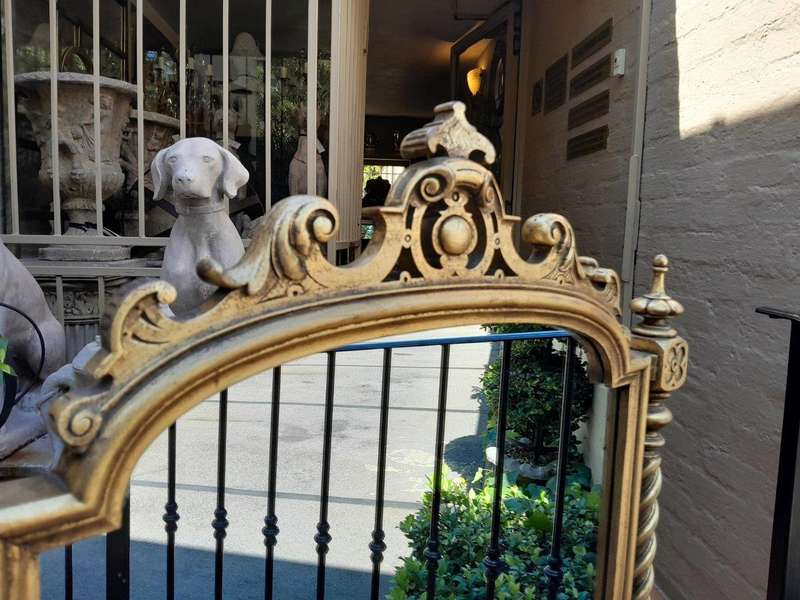 A 20th Century Giltwood Floor Cheval Mirror on Castors
