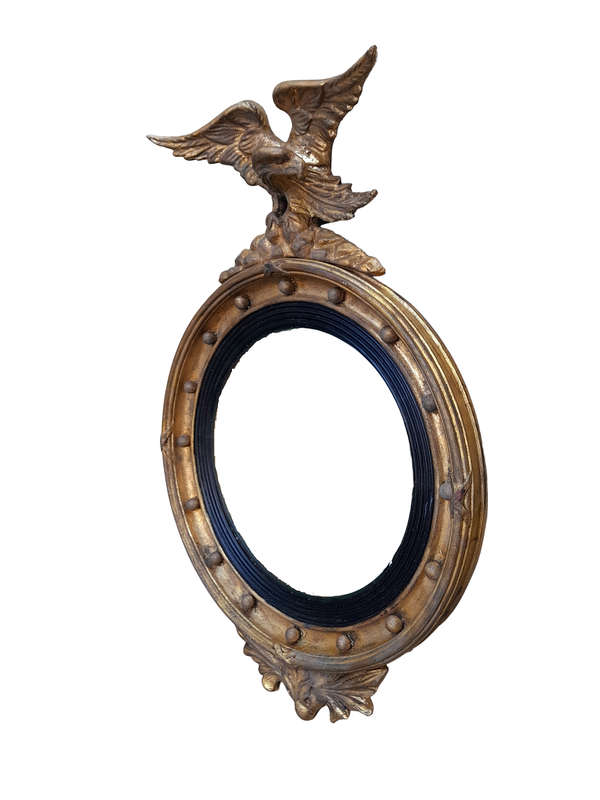 An Antique Circa 1820s Large Regency Style gilt-bronze-Eagle Concave Mirror