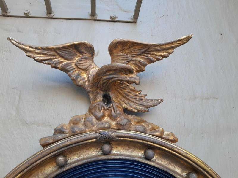 An Antique Circa 1820s Large Regency Style gilt-bronze-Eagle Concave Mirror