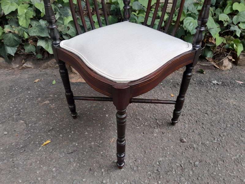 An Antique Edwardian Carved Mahogany and Inlaid Corner Chair