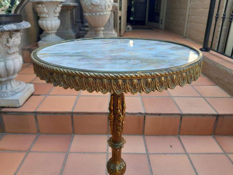 A 20th Century Gilt Metal Table / Wine Table with Marble Top